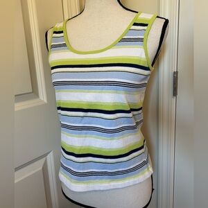 Y2K Athletic Works large striped green and white tank top thick strap